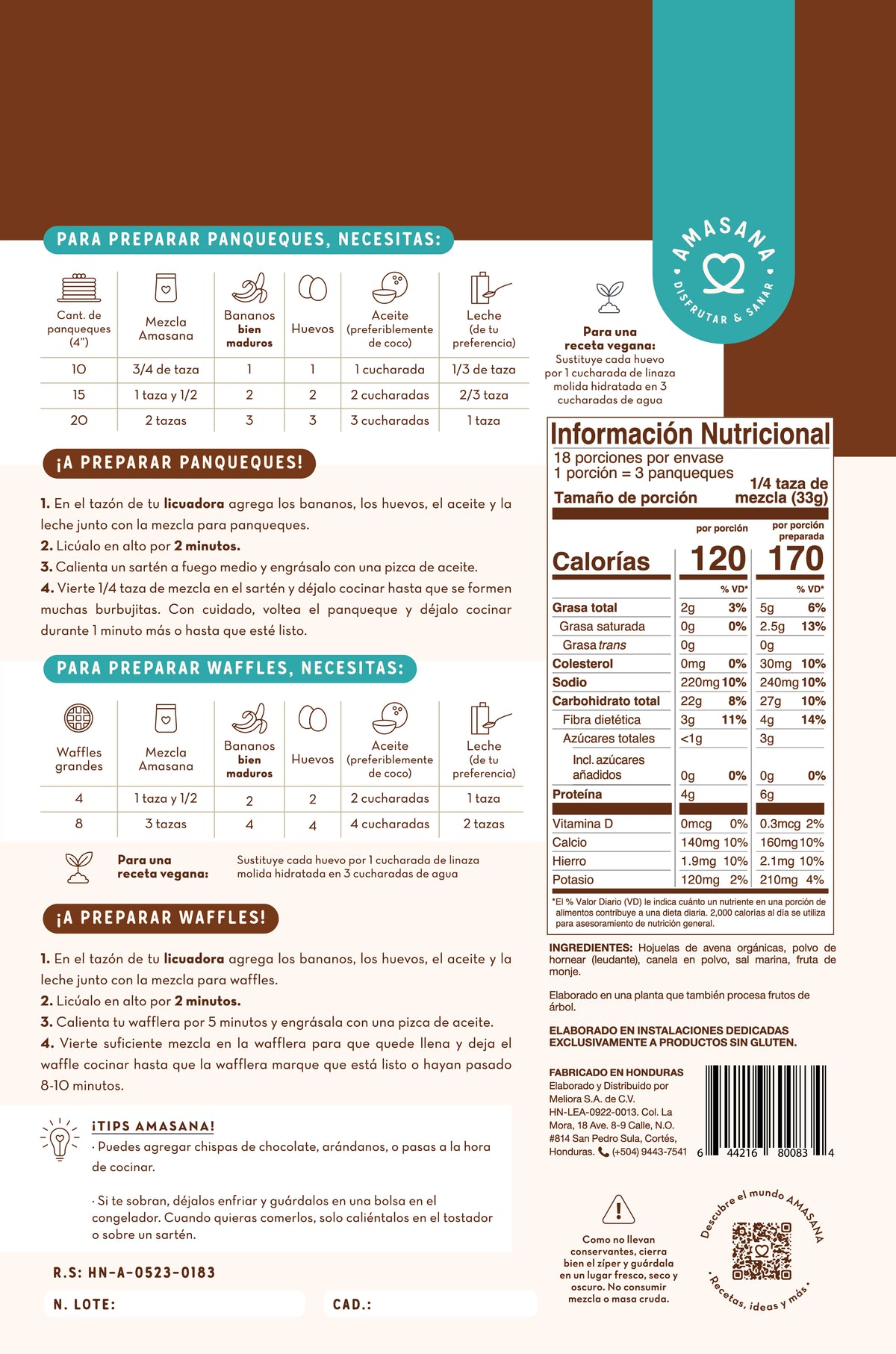 Mezcla para Panqueques de Avena y Banano (libre de azúcar)