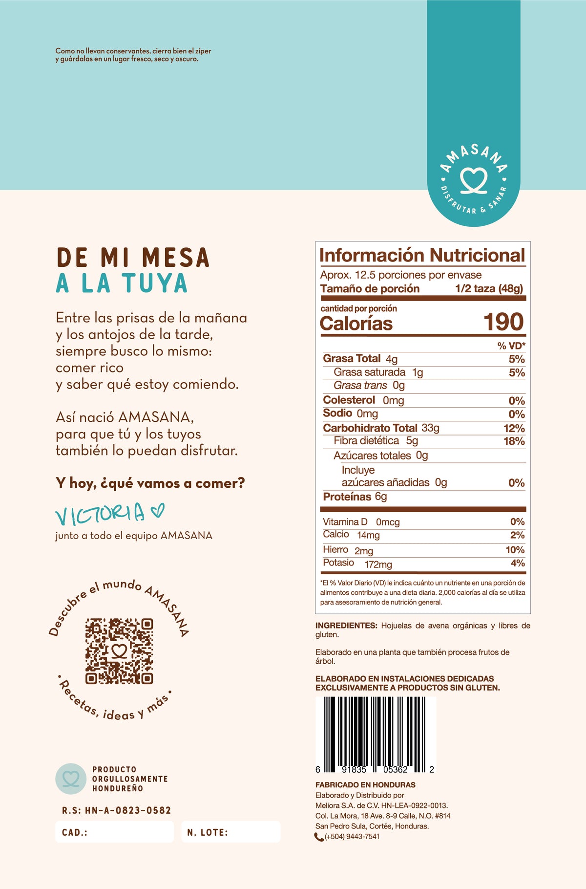 Hojuela de Avena (Orgánicas y Libres de Gluten)