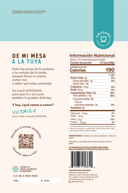 Hojuela de Avena (Orgánicas y Libres de Gluten)